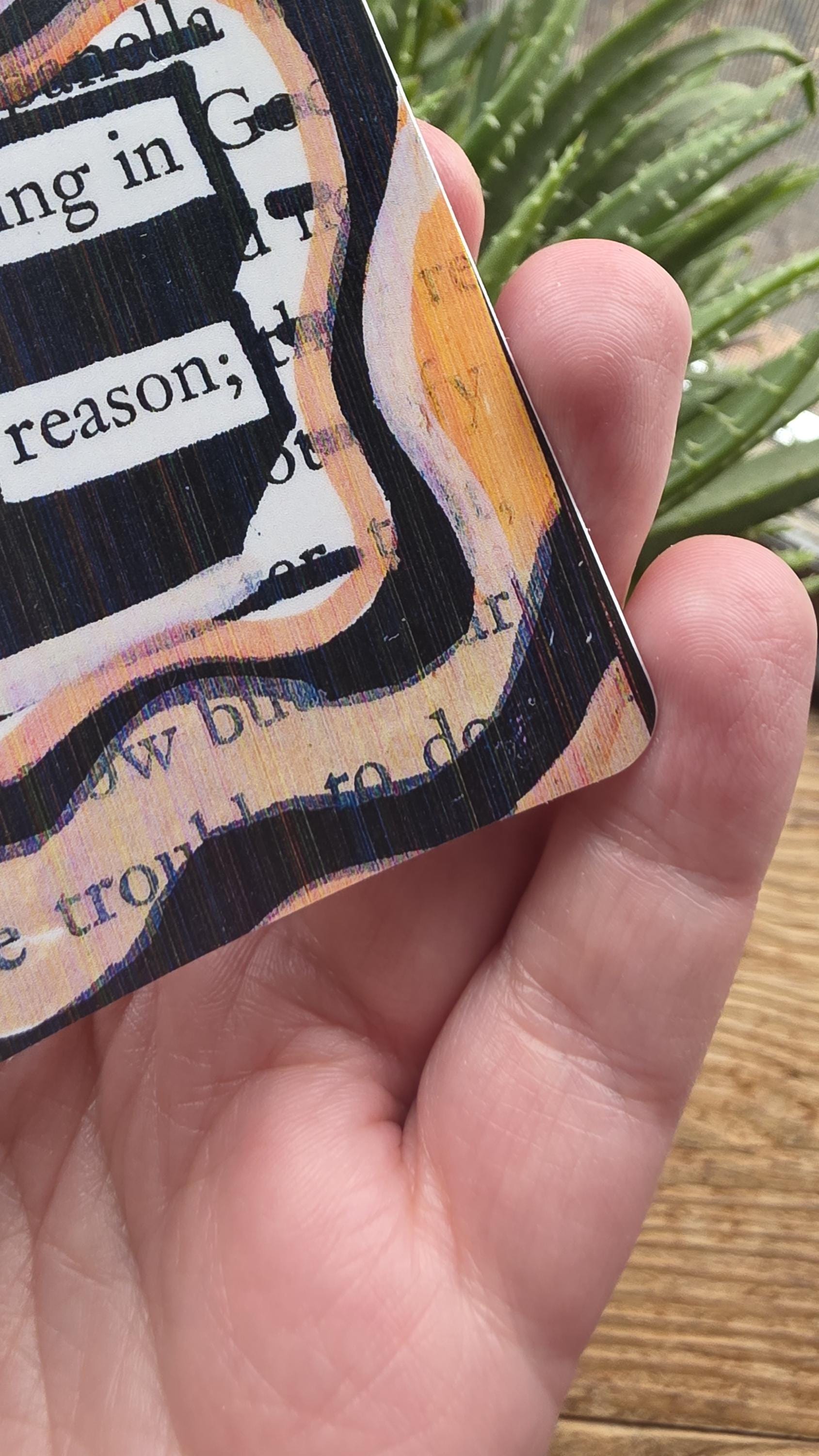Blackout Poetry Sticker – “Believing in Reason” | 3" Square Vinyl Sticker | Brown Abstract Art | Waterproof Bookish Decal for Laptop