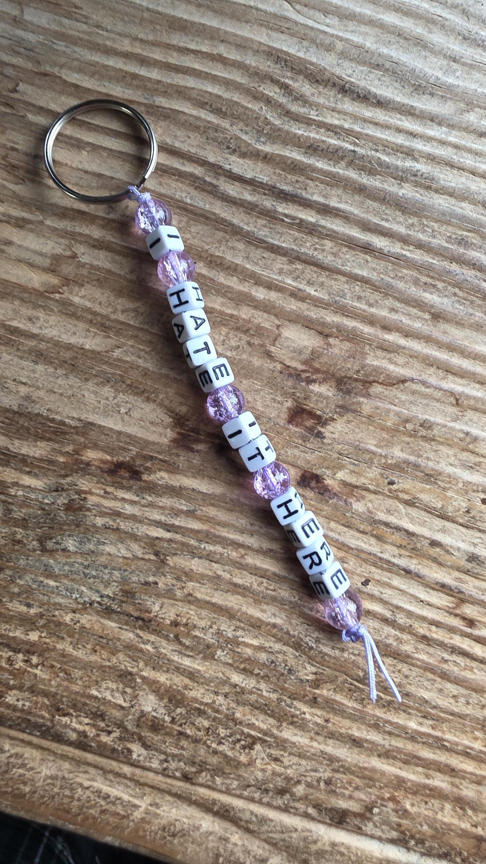 I Hate It Here Keychain, Funny Beaded Keychain, Sarcastic Gift, Adult Humor Keychain, Handmade Snarky Gift, Work Humor Accessory