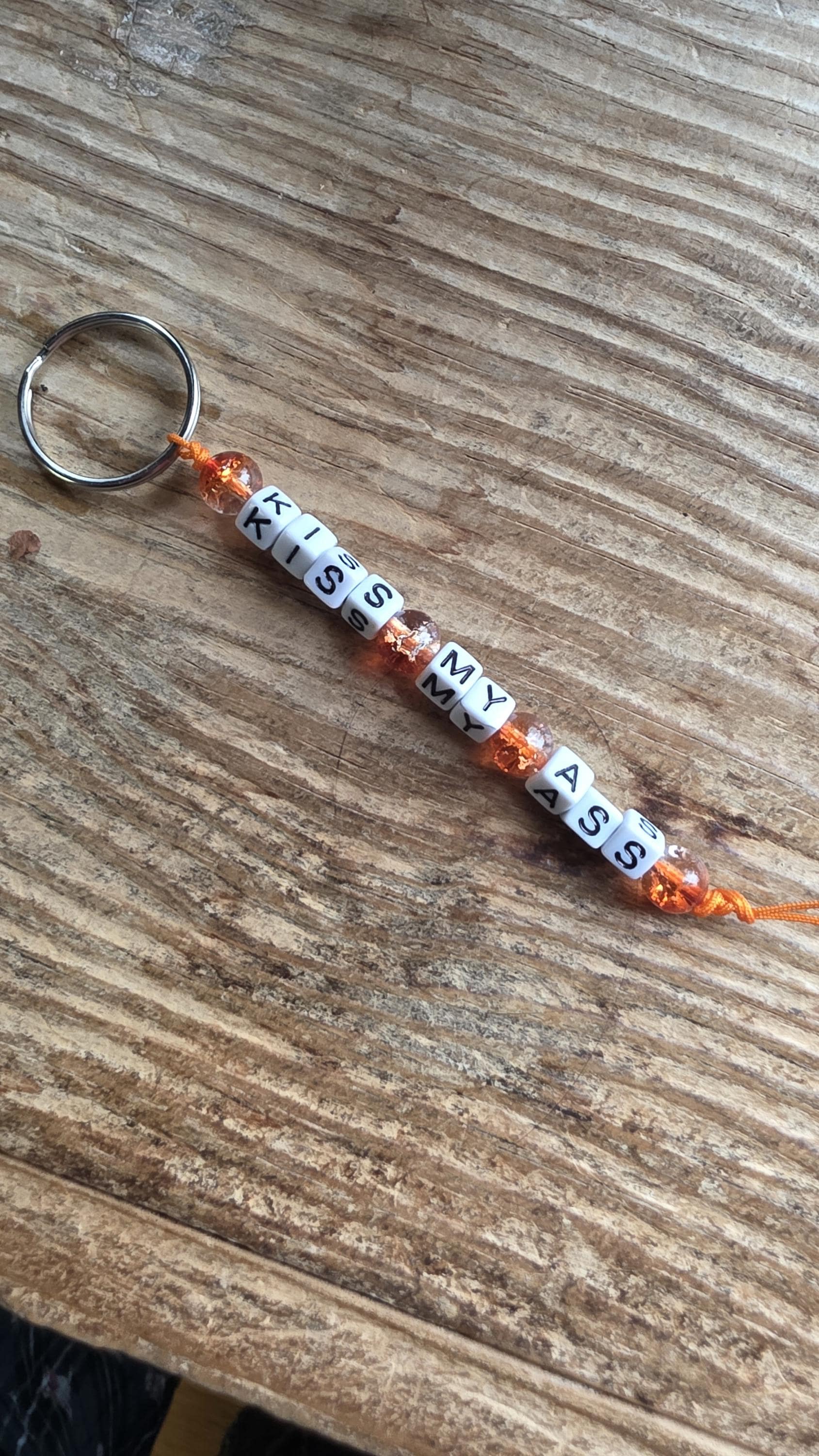 Kiss My Ass Keychain, Funny Beaded Keychain, Snarky Gift, Handmade Adult Humor Keychain, Sarcastic Accessory, Rude Gift for Friends