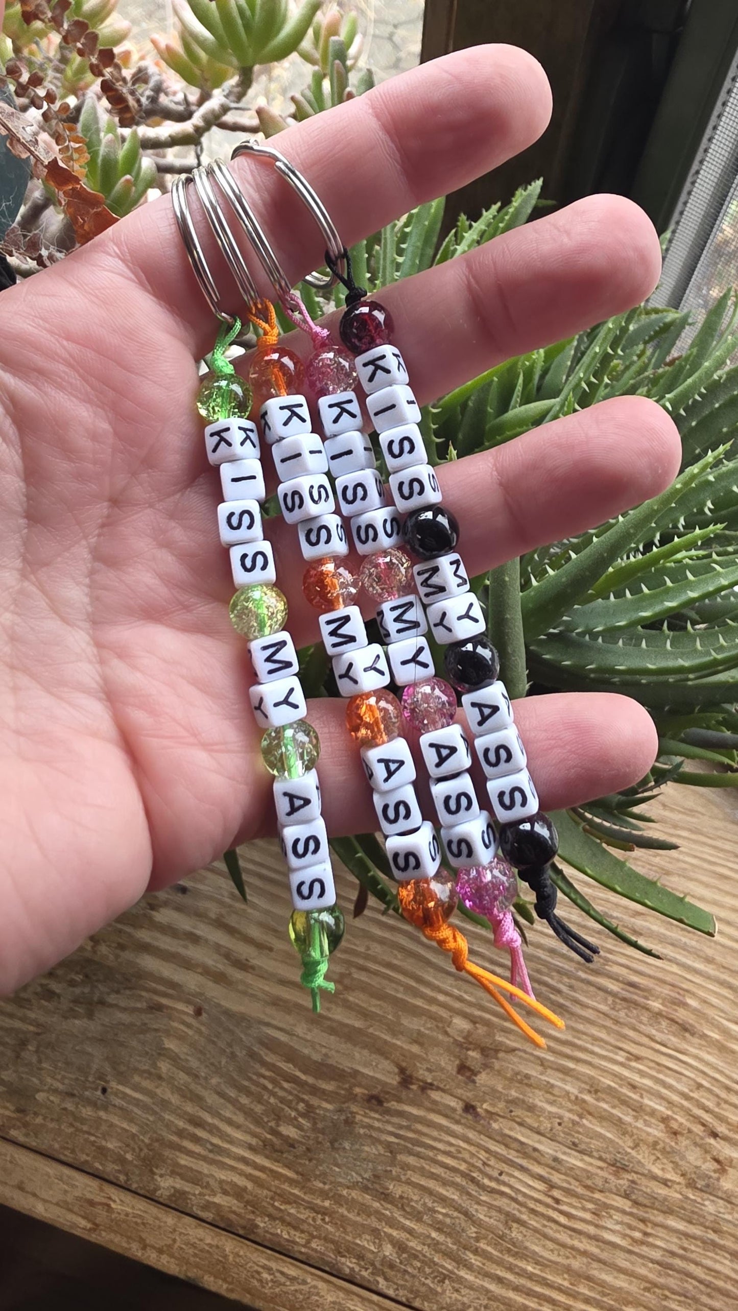 Kiss My Ass Keychain, Funny Beaded Keychain, Snarky Gift, Handmade Adult Humor Keychain, Sarcastic Accessory, Rude Gift for Friends