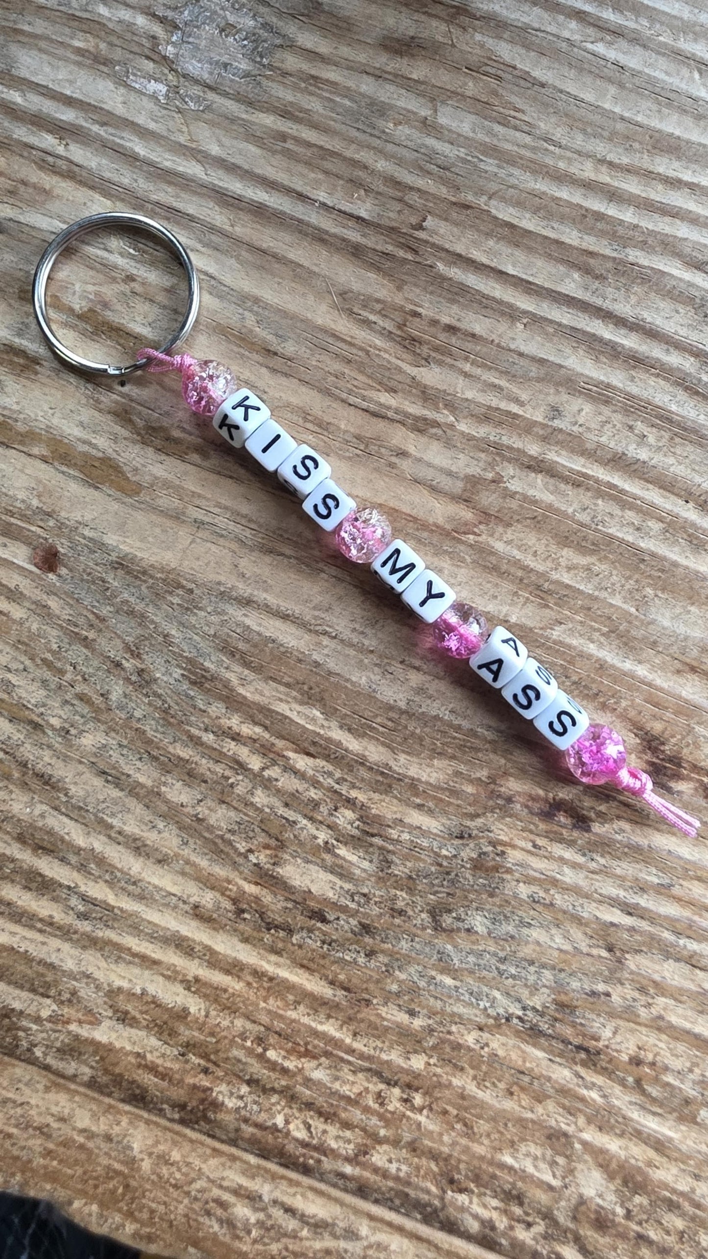 Kiss My Ass Keychain, Funny Beaded Keychain, Snarky Gift, Handmade Adult Humor Keychain, Sarcastic Accessory, Rude Gift for Friends