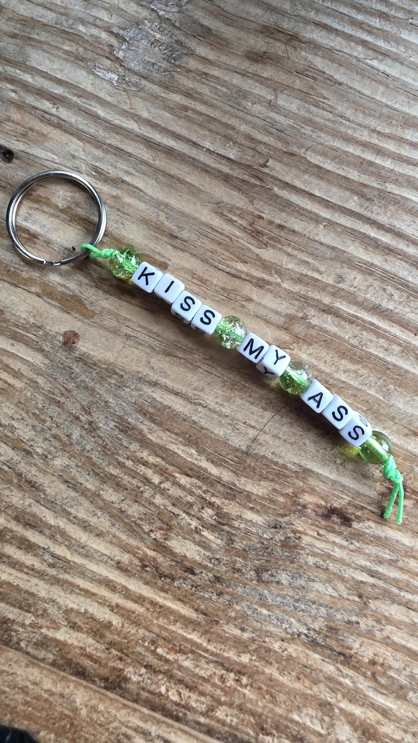 Kiss My Ass Keychain, Funny Beaded Keychain, Snarky Gift, Handmade Adult Humor Keychain, Sarcastic Accessory, Rude Gift for Friends