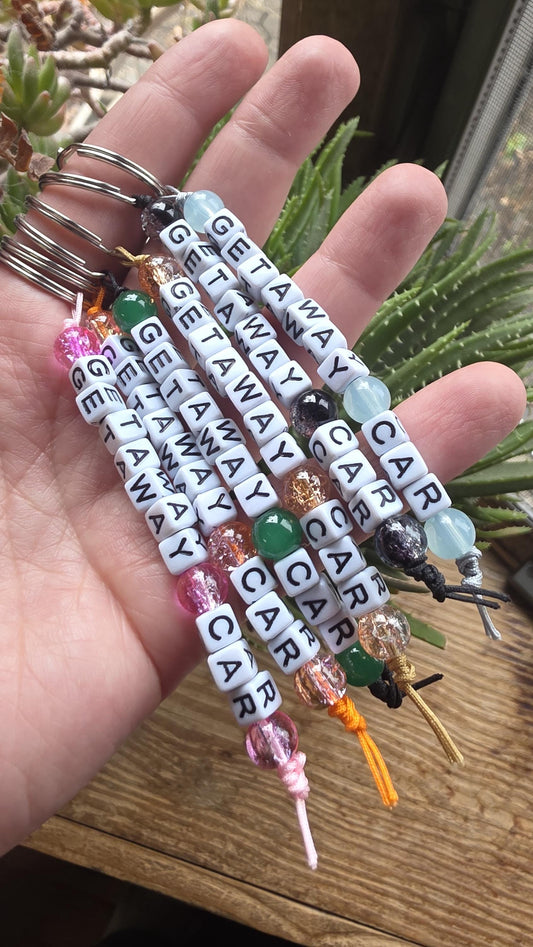 Getaway Car Keychain, Handmade Beaded Keychain, Statement Keychain, Gift for Friends, Bag Charm, Snarky Accessory, Pop Culture Keychain
