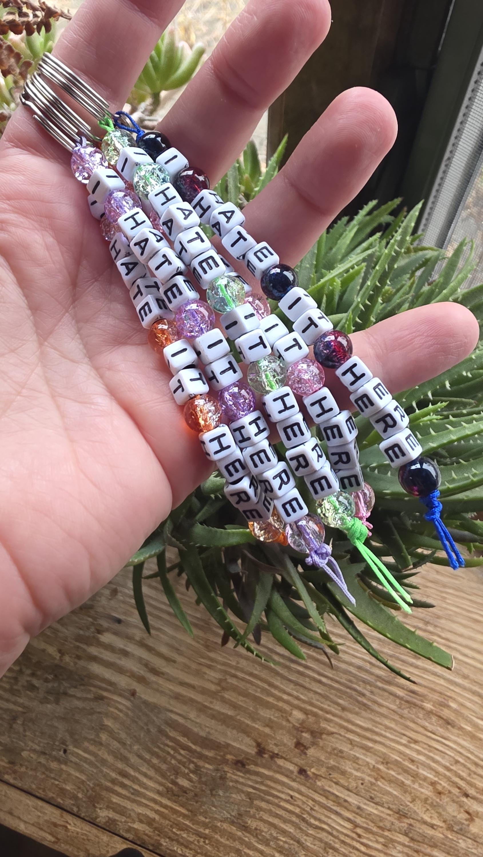 I Hate It Here Keychain, Funny Beaded Keychain, Sarcastic Gift, Adult Humor Keychain, Handmade Snarky Gift, Work Humor Accessory