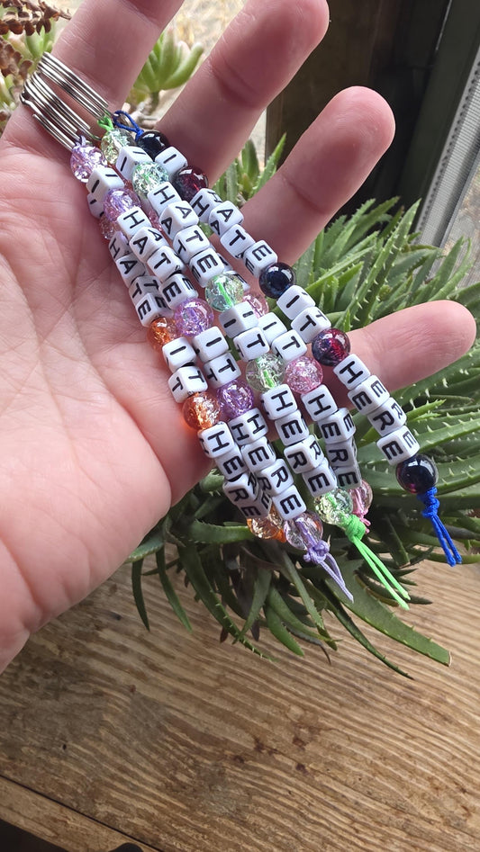 I Hate It Here Keychain, Funny Beaded Keychain, Sarcastic Gift, Adult Humor Keychain, Handmade Snarky Gift, Work Humor Accessory