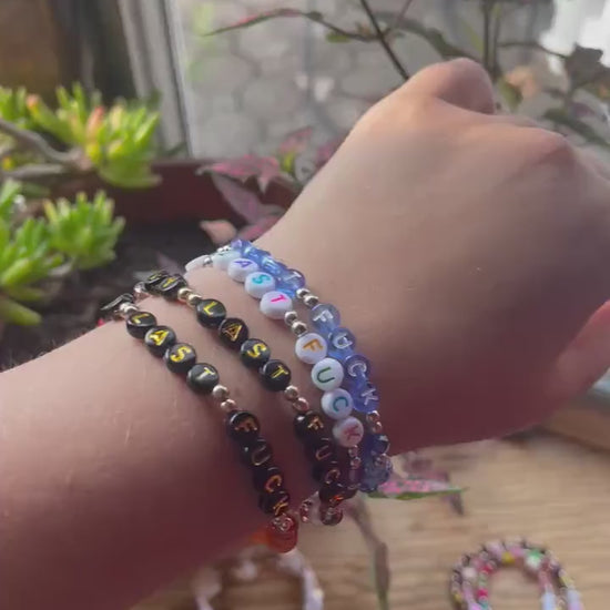 MY LAST FUCK Bracelet | Sarcastic Friendship Bracelet | Orange Bracelet with Vintage Lucite Beads | Sarcastic Gifts for Bestie