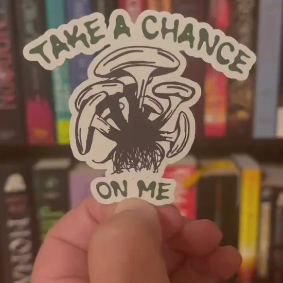 Take a Chance on Me” Mushroom Sticker | 3” Matte Vinyl | Nature Lover Gift, Mycology Sticker, Whimsical Mushroom Decal, White Fungi Sticker